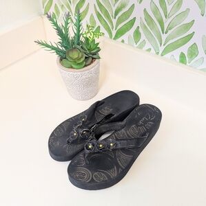 Clarks Skiff Platform Sandals Cayman 7 Black